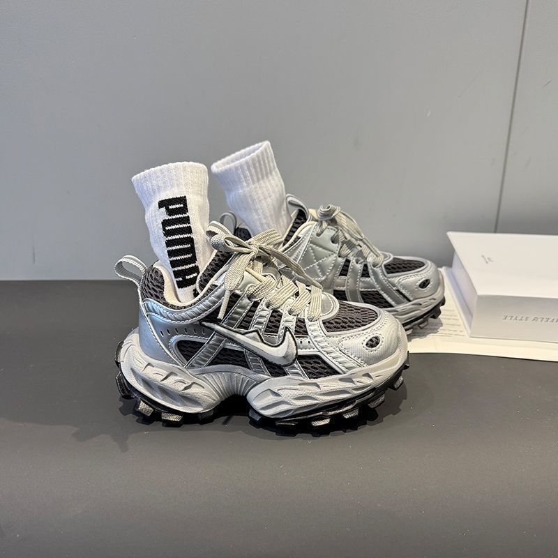Dad shoes silver powder  spring summer high-looking new arrival breathable trendy sports shoes soft bottom western style running shoes trendy