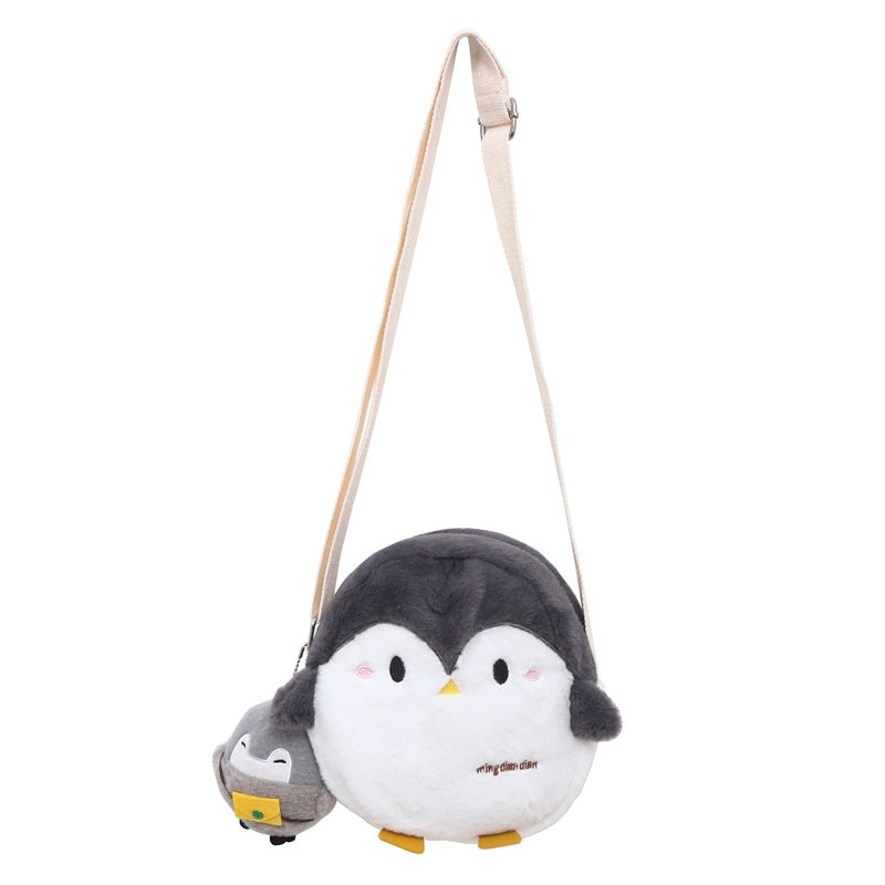 Plush bag women's contrasting color shoulder messenger bag girls and children with sweet primary school students cute winter fluffy bag