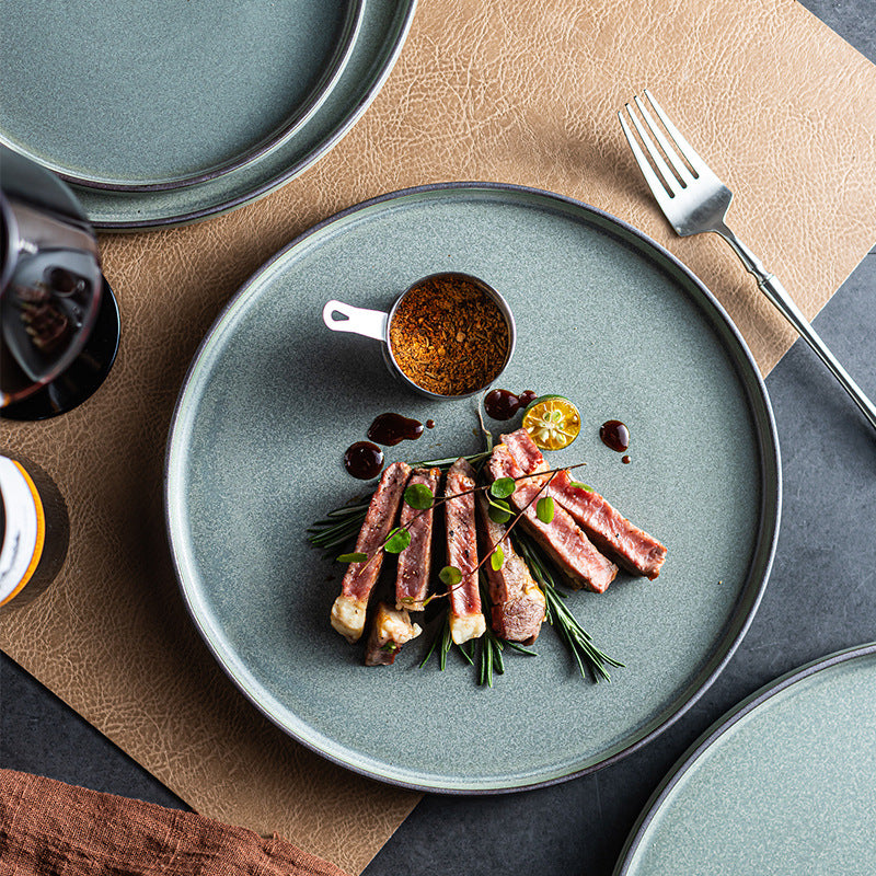 Kiln-turned-steak plate, creative western food plate, steak plate, commercial catering plate, for home ceramic dish plate
