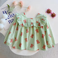 Kids'  autumn new arrival: stylish long-sleeve korean style cotton shirt for girls - sweet and chic square neck