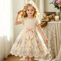 Girls' dress - vacation style, in stock,  new arrival: chic, sweet, french-inspired floral print lace patchwork princess dress