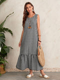 European and american cross-border  summer new sleeveless casual designer a-line maxi dress for women