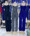 Women's denim jumpsuit cargo jeans new denim pants available denim jumpsuit