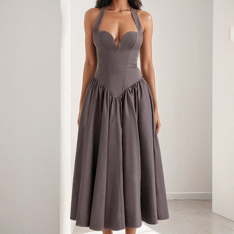 summer new women's clothing:  cross-border fashion - european & american style, sexy & sweet halter neck maxi dress