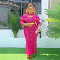 Fashion cross-border new arrival african  plus size women's dress fashion hot diamond beaded high waist hip skirt