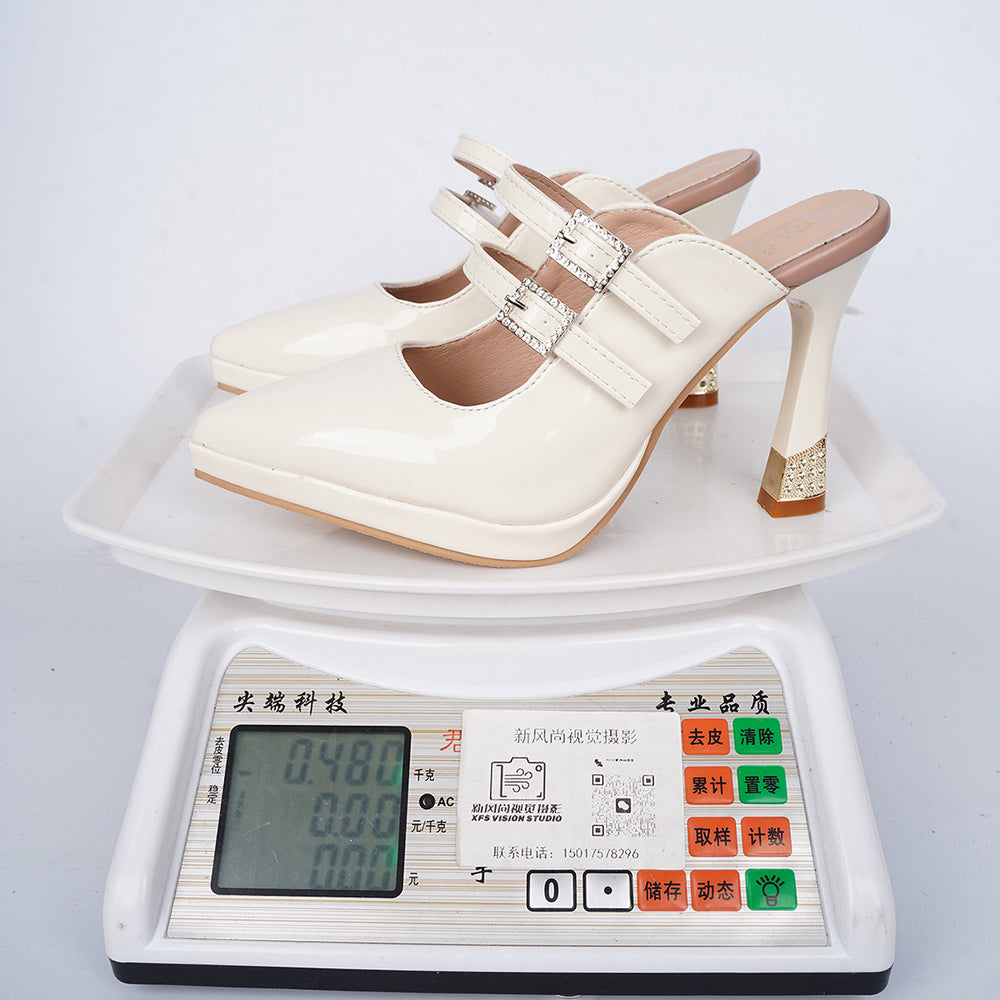 French stiletto heel slip-on pointed toe buckle mary jane sandals - new summer collection, plus size casual women's shoes for export
