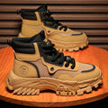 Men's martin boots: spring breathable high-top british style retro work boots, outdoor hiking, desert combat, and yellow boots