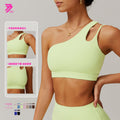 Asymmetrical shoulder shockproof yoga bra cloud feel backless sports bra irregular strap running fitness vest 6425
