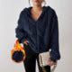 women's casual hooded fleece jacket warm long sleeve outerwear - minimalist style hooded zip-up jacket