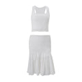 European and american style women's spring  new collection: sexy & spicy square neck crop top with versatile fishtail midi skirt set