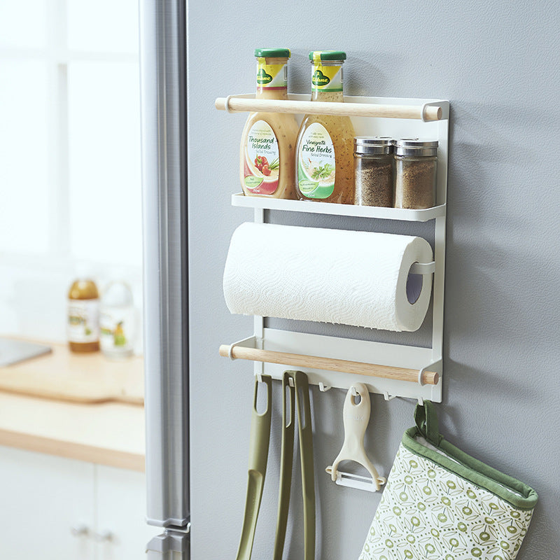 Refrigerator rack Side rack Wall rack No punching storage rack Multifunctional seasoning Household kitchen paper rack
