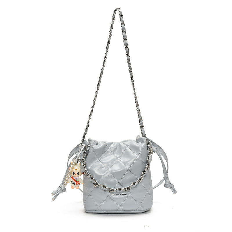 Foreign trade rhombus chain bag women's 2025 new fashion niche summer messenger bag this year popular bucket bag