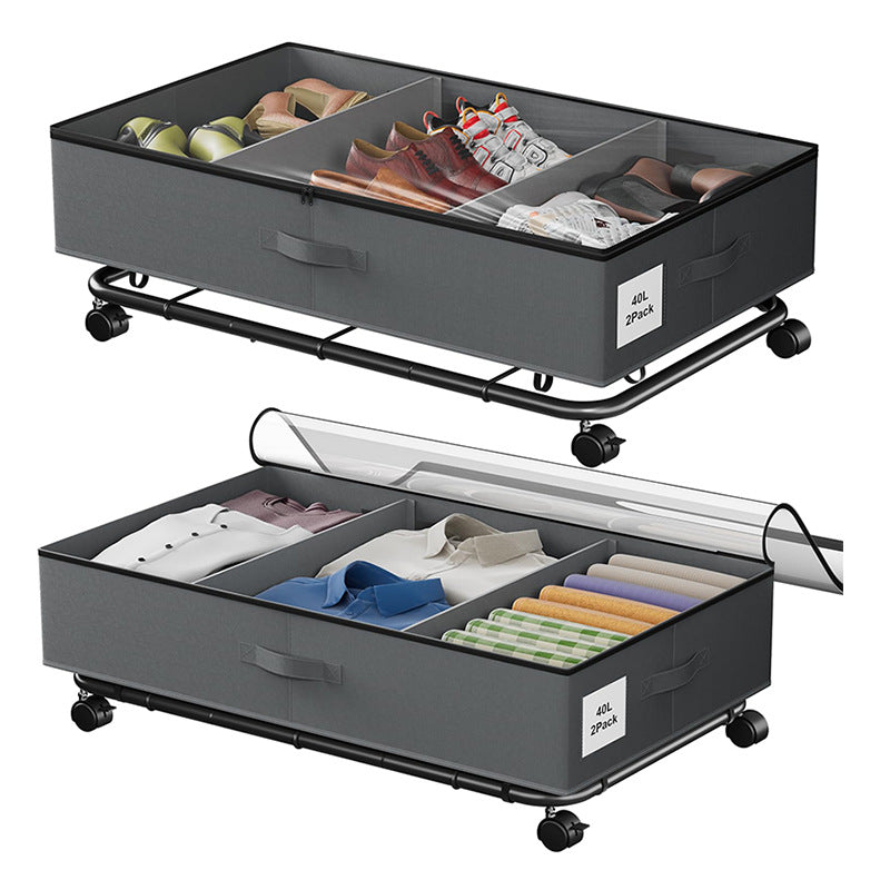 Household under-bed storage with wheels Queen under-bed clothing storage rack for blankets and toy storage boxes