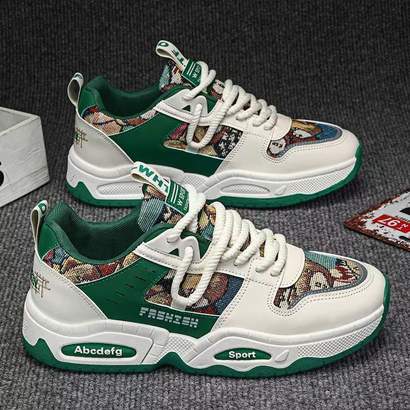 Men's winter 2025 sneakers: new thick-soled, youth-height-increasing, breathable, versatile casual canvas dad shoes - trendy style