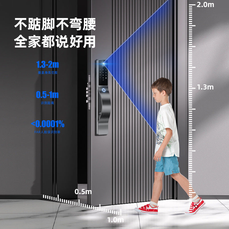 3d face recognition fingerprint lock anti-theft door entry door fully automatic password lock home electronic lock peephole smart lock