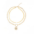 European and american cross-border sunflower pendant necklace - women's light luxury, high-end, diamond-studded geometric sweet & cool beaded choker necklace wholesale