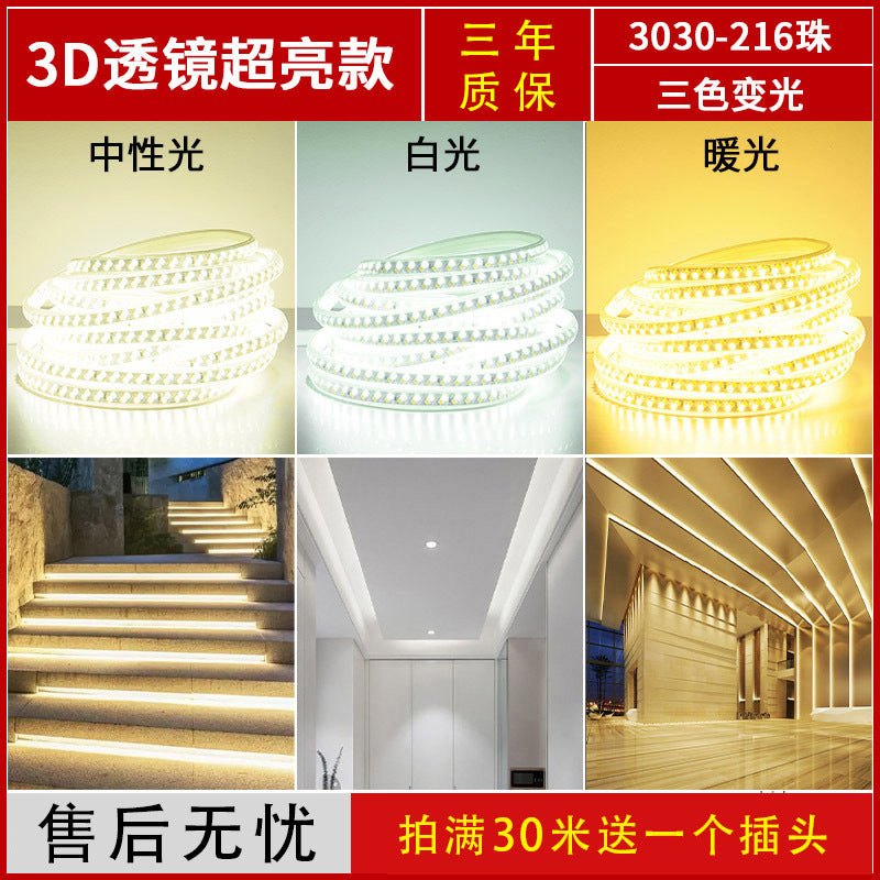 Led strip lights, tri-color dimmable, home use, color changing, living room ceiling, 220v outdoor waterproof rgb flexible strip lights