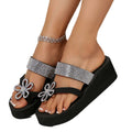 2025 summer new korean style fashion clogs platform casual plus size rhinestone flower slippers for women