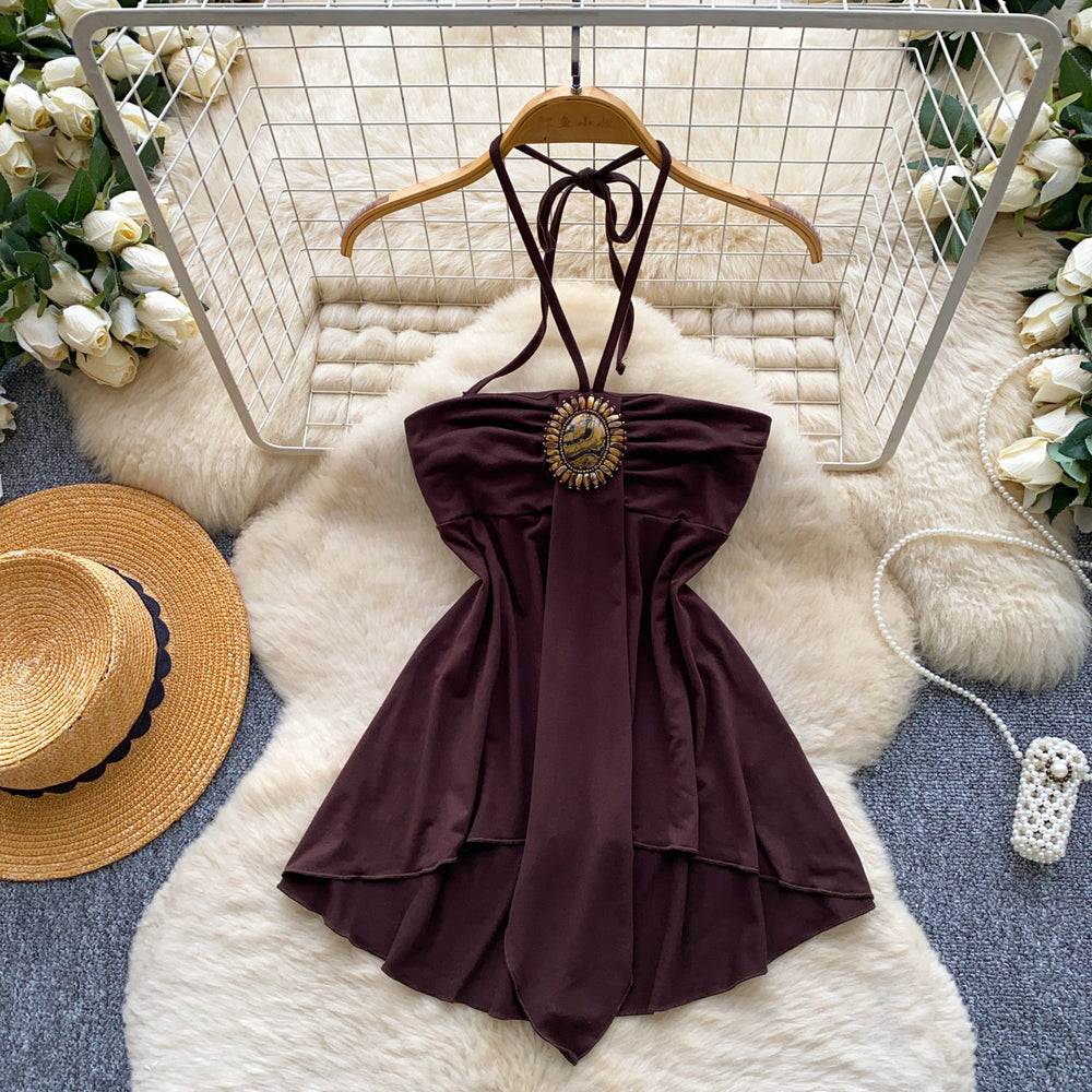 Light mature style haltertube top silm hot girl dress female summer waist slimming look a-line skirtelegant hip skirt