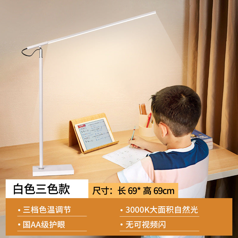 Led desk reading lamp - eye protection study light for kids, college students, dorm room bedside table - full spectrum learning lamp