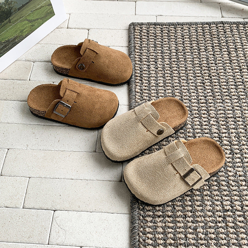 Kids' birkenstock-style clogs: all-season closed-toe slippers for boys and girls, perfect for outdoor wear, toddlers and young children, bean-shaped sandals, suitable for home use