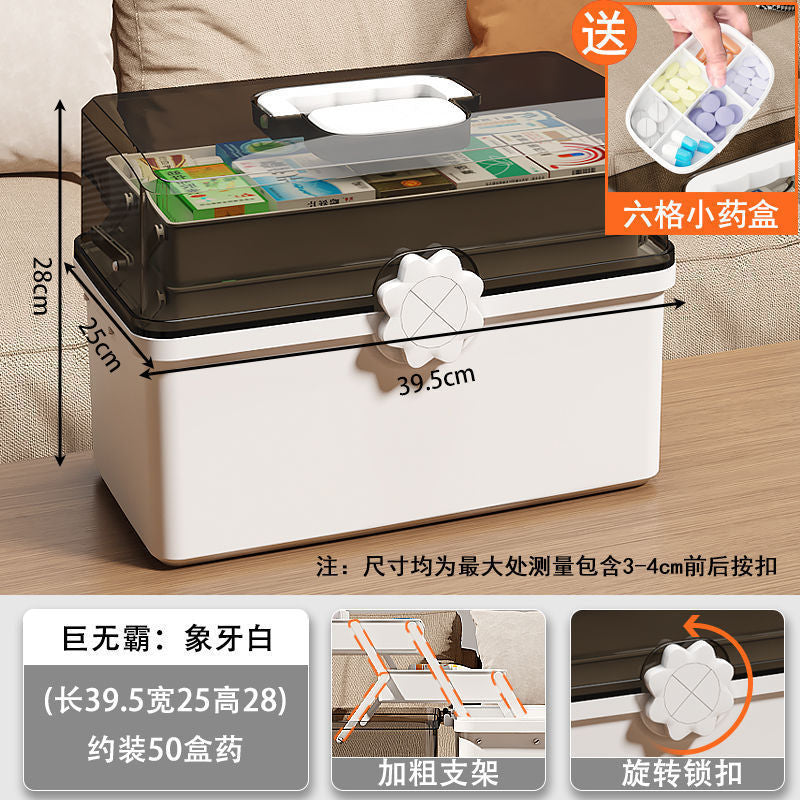 Medicine box Household large-capacity medical box Standing medicine packing box Student dormitory Multi-layer sundries storage box