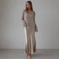 new european and american  style long-sleeve urban casual colorful hollow-out loose fit pullover sequin top for women