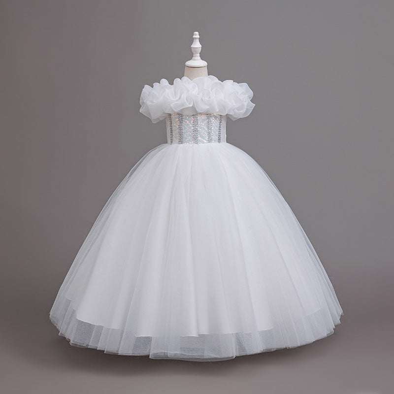 Yimingzhi flower girl dress - floral design, long, cross-border princess dress - dropshipping available - children's dress
