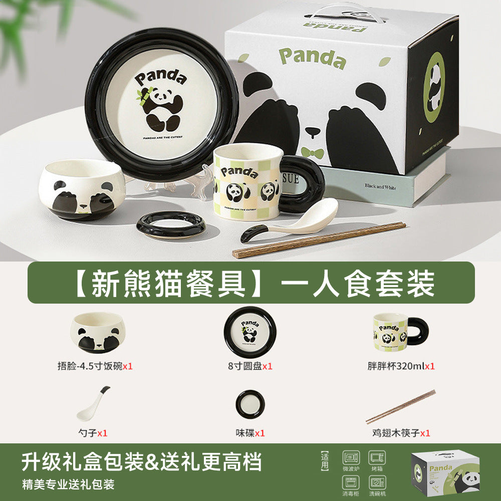 Panda dinnerware set - cute ceramic gift box for weddings, girls' birthdays, housewarmings, and favors