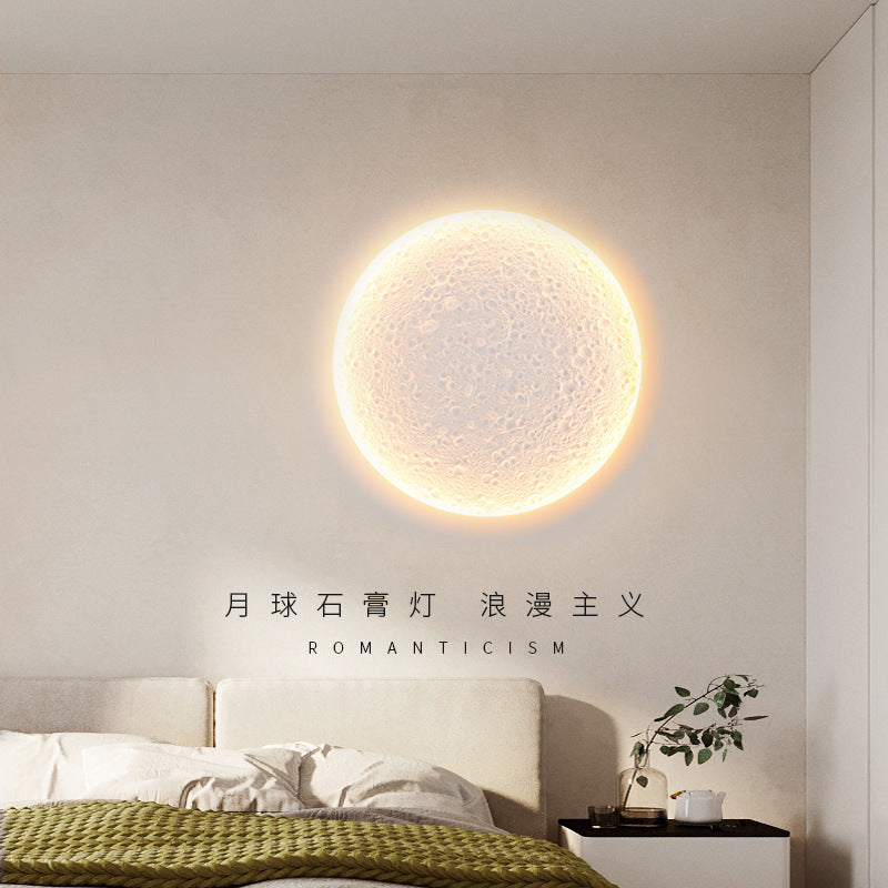 Three pine concealed moon plaster lamp embedded LED creative bedroom living room background wall decorative mural wall lamp