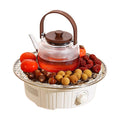 Electric ceramic stove tea set - complete tea brewing kit for home use: includes glass teapot, electric oven, tea cups, fruit plate, and tea accessories