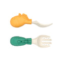 Baby ppsu spoon and fork set - silicone short handle training spoons and forks for infant feeding - silicone fork and spoon set for baby food and weaning