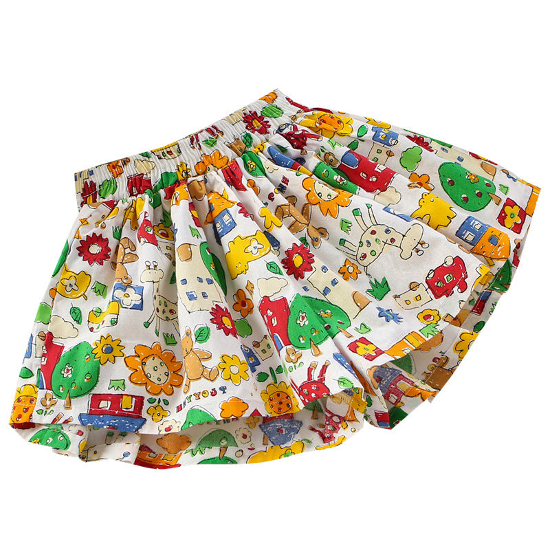 Girls' skirts & shorts: pure cotton summer outerwear - floral hot pants, lightweight & versatile, tulip skort, new skort styles