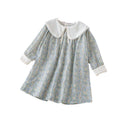 Trending girls' dress: new autumn  collection - stylish, loose-fit, long-sleeved floral dress with turn-down collar for little girls