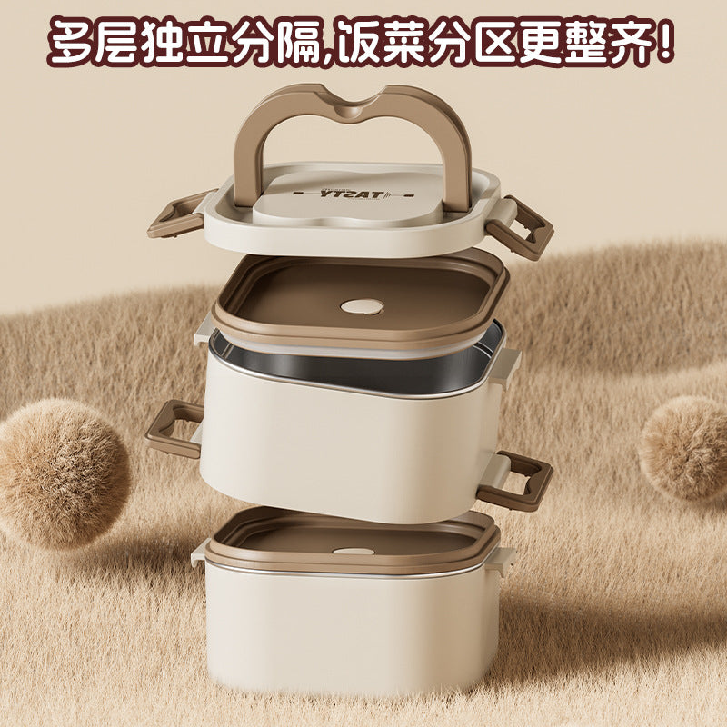 New 316 stainless steel multi-layer divided lunch box bento box - microwave safe, perfect for office workers, students, and gifting