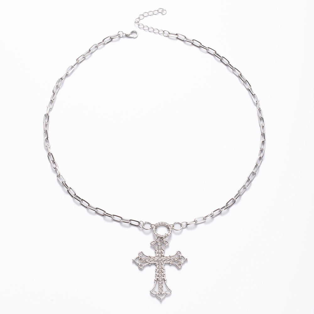 Hollow cross necklace wholesale fashionretrofashionaccessible luxuryniche style diamond accessorieseleganteasiest for match clavicle chain