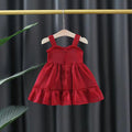 Baby girl red suspender dress summer children's summer one shoulder off shoulder dress girl summer princess dress
