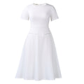 D619  foreign trade  new women's elegant minimalist round neck slimming solid color dress