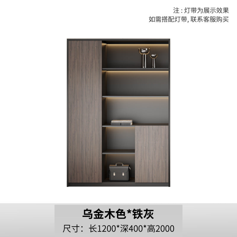 New chinoiserie office file cabinet wooden bookcase boss table background cabinet wall-mounted floor-standing five or six-door cabinetaccessible luxury