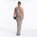 fashionsummernew arrivalexporthot girl zebra pattern halter pleated backpack hip dress women's clothing