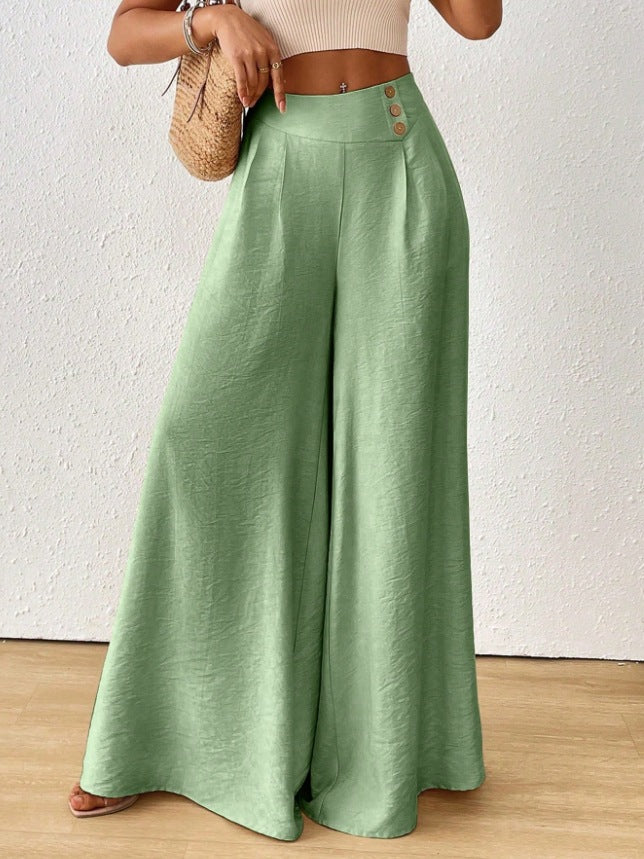 independent station new arrival cross-border fashionelegance mid-waist wide-leg pants pants
