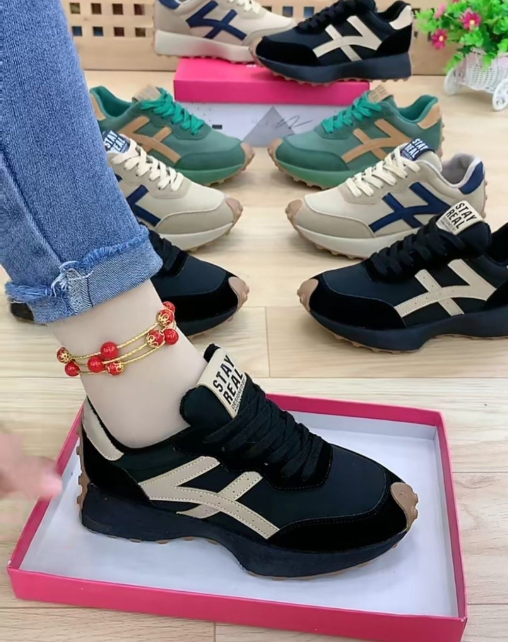 plus size women's shoes new arrival breathable leather sneakers women's korean version thick solecasual soft bottom running dad shoes