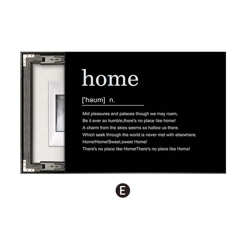 Black and white English letters meter box decorative painting empty switch blocking mural living room dining room distribution box hanging painting