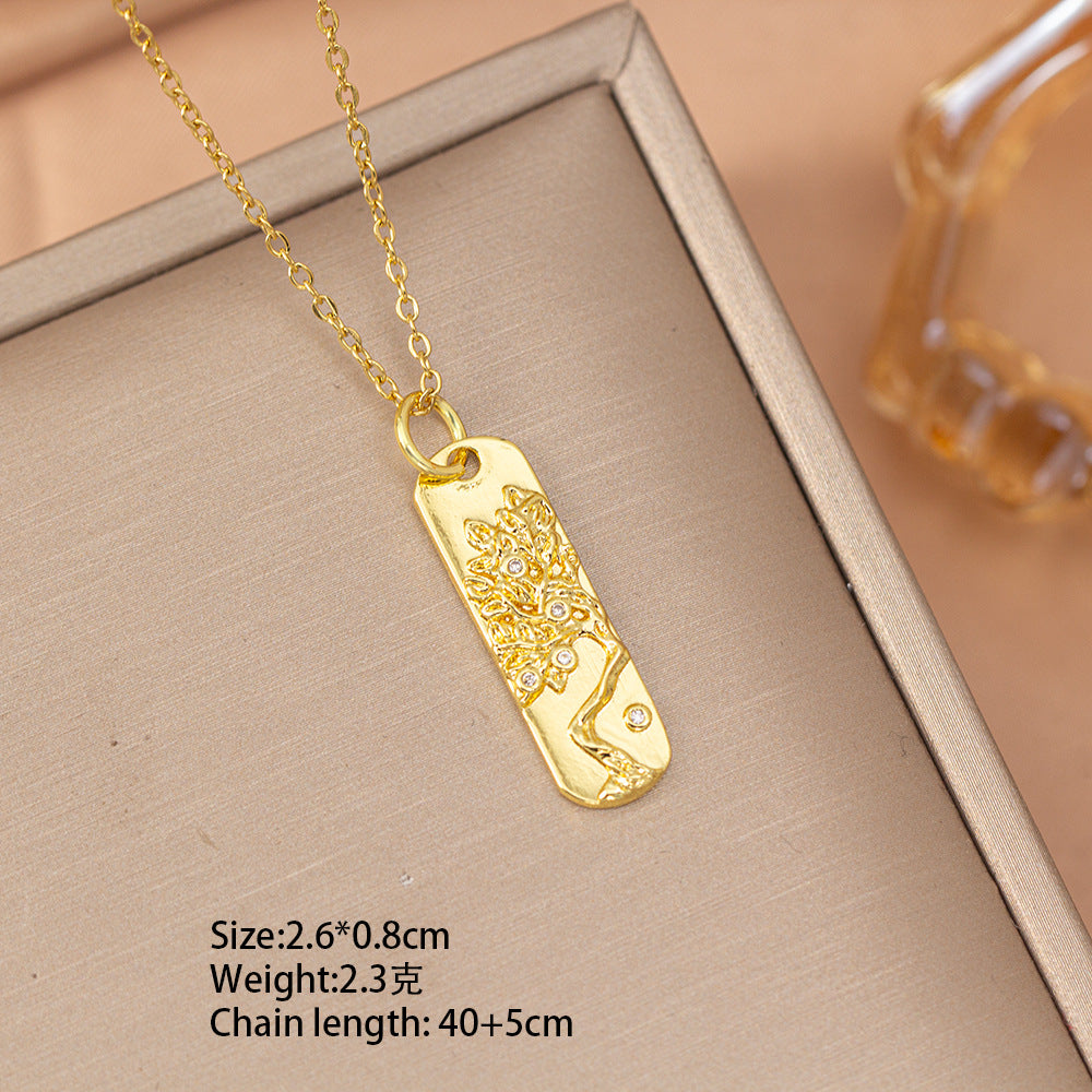 [titanium steel] fashion popular exquisite and versatile lucky tree necklace for women, niche high-end fashion clavicle chain jewelry