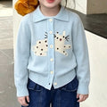 Girls' casual outfit:  autumn/winter cartoon kitten knit sweater, trendy and stylish two-piece set for kids