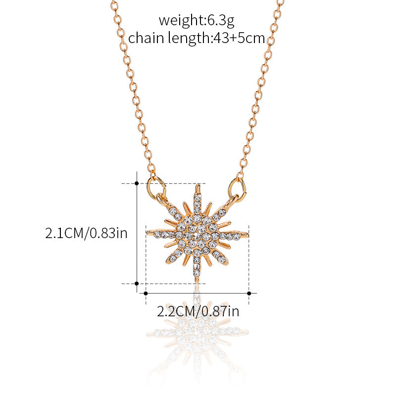 Wholesale sun god necklace - cross-border gold radiance diamond pendant sun short choker sweater chain - direct from manufacturer
