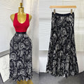 K-style high waist elastic waist rufflespleated skirt female a-line skirt slimming lookeasiest for matchwork clothing skirt