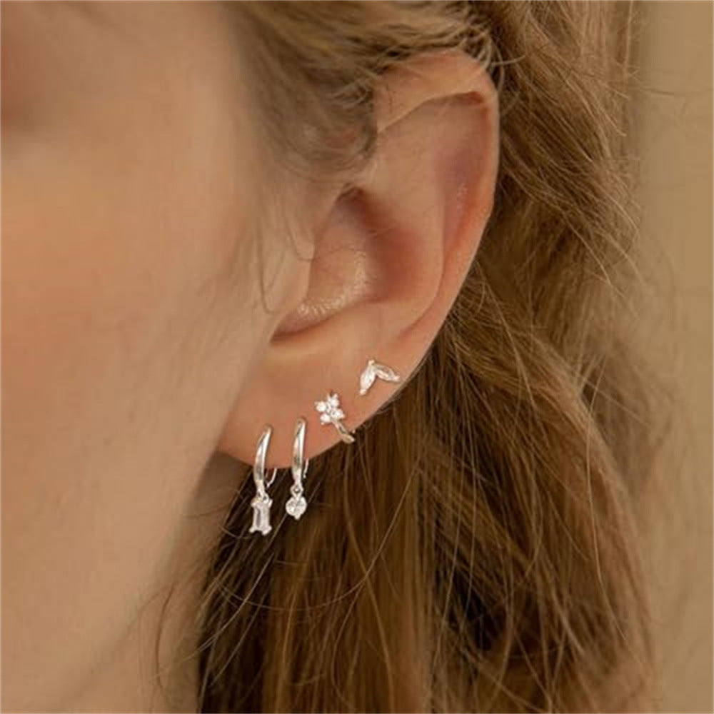 2024 new luxury geometric zircon cartilage earrings - unique, high-end copper plated gold earring set for women