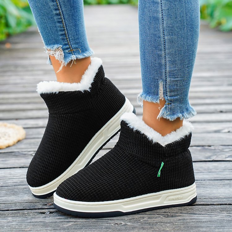 plus size women's short snow boots  fall and winter new arrivalfashionplaidthick sole cotton boots short boots export