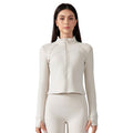 Women's fleece-lined athletic jacket - slim fit yoga top for running, cycling, and fitness - long sleeve (daw195)